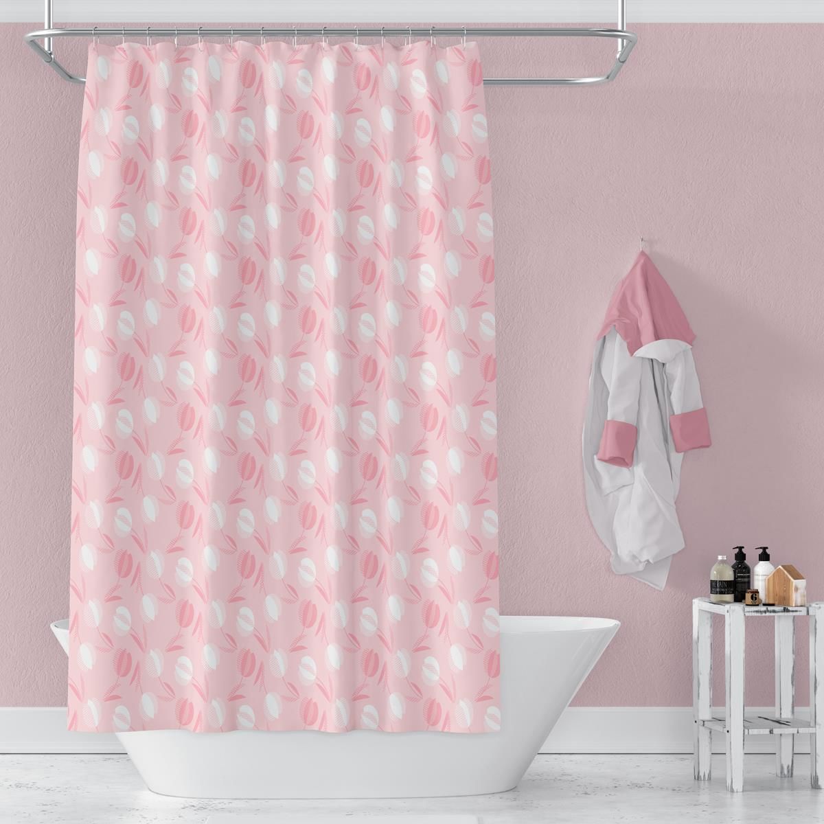 Banyo Perdesi 1x100x200 Tek Kanat Duş Perdesi Halka Hediyeli Duşakabin Perdesi 2881