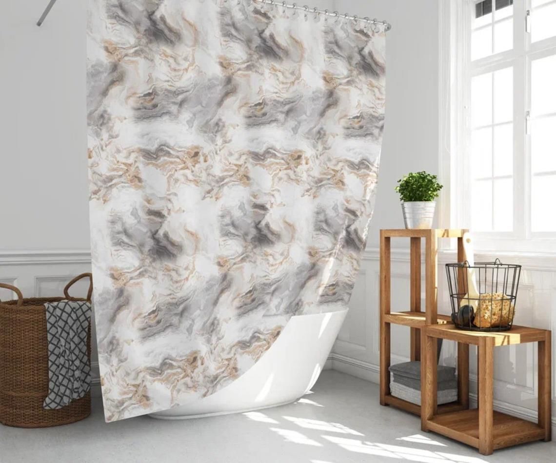 Banyo Perdesi 1x120x200 Tek Kanat Duş Perdesi Halka Hediyeli 5203