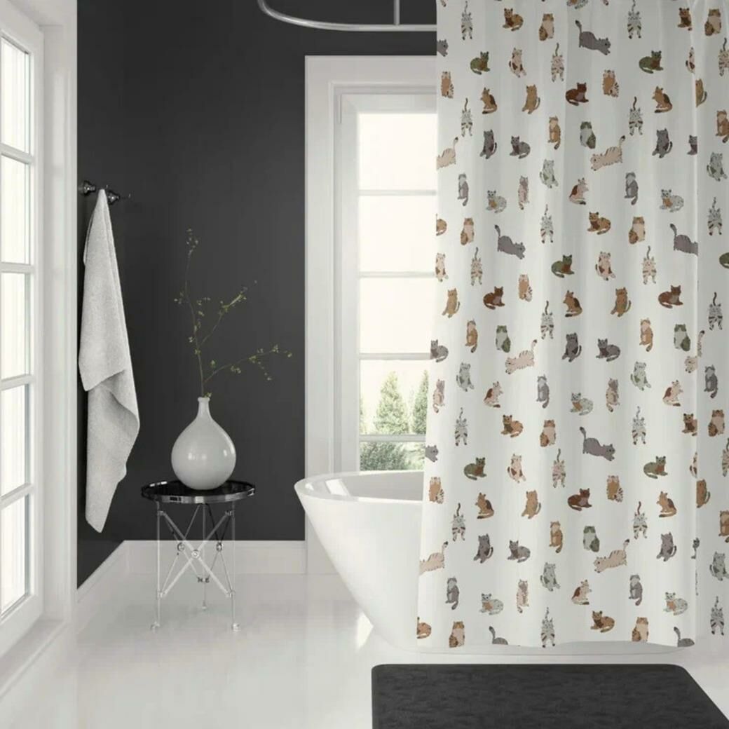 Banyo Perdesi 2x120x200 Çift Kanat Duş Perdesi Halka Hediyeli 7183