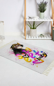 Banyo Halısı Dijital Baskılı Banyo Paspası 50x80 Polyester Kaymaz Tabanlı Duş Paspası Sweet Baby