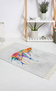 Banyo Halısı Dijital Baskılı Banyo Paspası 50x80 Polyester Kaymaz Tabanlı Duş Paspası Gold Fish