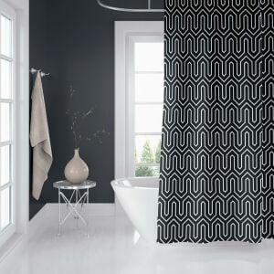 Banyo Perdesi 2x120x200 Çift Kanat Duş Perdesi Halka Hediyeli 1076