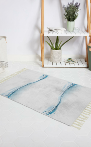 Banyo Halısı Dijital Baskılı Banyo Paspası 50x80 Polyester Kaymaz Tabanlı Duş Paspası Waterdrop